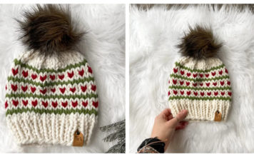 Holiday Hearts Hat Free Knitting Pattern
