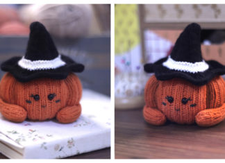 Little Halloween Pumpkin with Hat Free Knitting Pattern