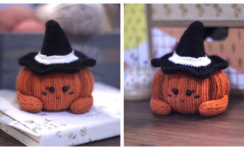 Little Halloween Pumpkin with Hat Free Knitting Pattern