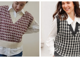 Mosaic Pullover Vest Free Knitting Pattern