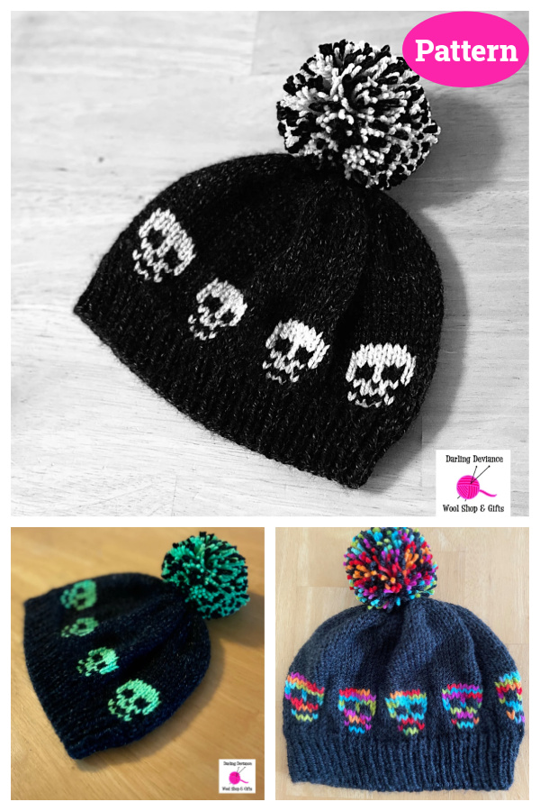 Halloween Skull Hat Free Knitting Pattern