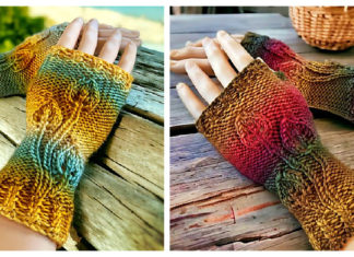 Autumn Leaf Half Gloves Free Knitting Pattern