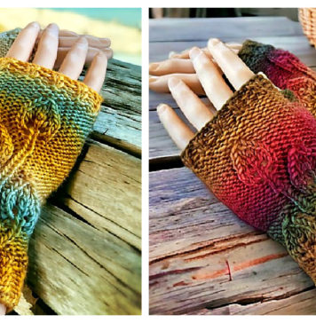 Autumn Leaf Half Gloves Free Knitting Pattern