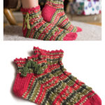 Holly Berry Christmas Socks Free Knitting Pattern