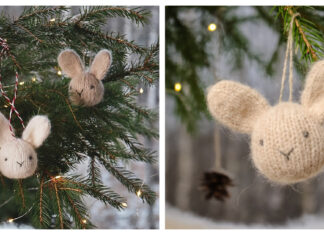 Noel Rabbit Hanging Ornament Free Knitting Pattern