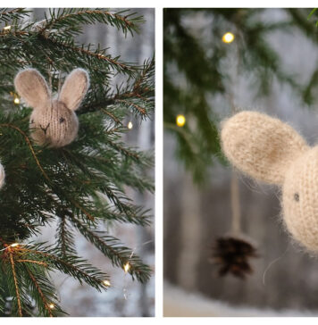 Noel Rabbit Hanging Ornament Free Knitting Pattern