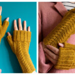Vireo Cabled Fingerless Mitts Free Knitting Pattern