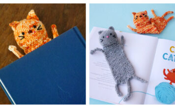 Inside Cat Bookmark Free Knitting Pattern