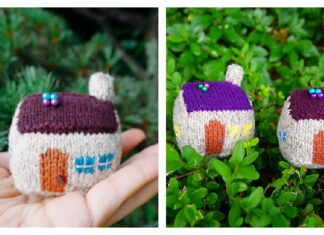 Miniature House Free Knitting Pattern