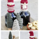 Santa and Christmas Trees Bottle Cover Free Knitting Pattern