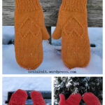 Arched Gusset Heart Mittens Free Knitting Pattern