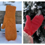 Arched Gusset Heart Mittens Free Knitting Pattern