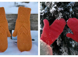 Arched Gusset Heart Mittens Free Knitting Pattern