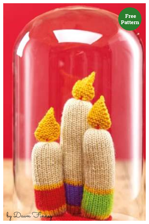 Christmas Candle Ornament Free Knitting Pattern