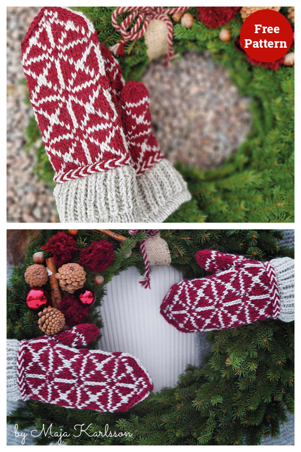 Garter Stitch Christmas Mittens Free Knitting Pattern