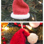 Mini Santa Hat Ornament Free Knitting Pattern