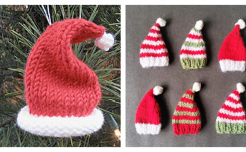 Mini Santa Hat Ornament Free Knitting Pattern