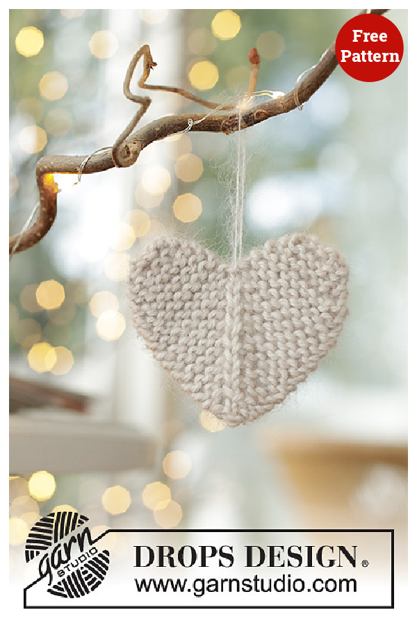 Merry Little Heart Ornament Free Knitting Pattern
