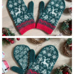 SnowDeer Mittens Free Knitting Pattern