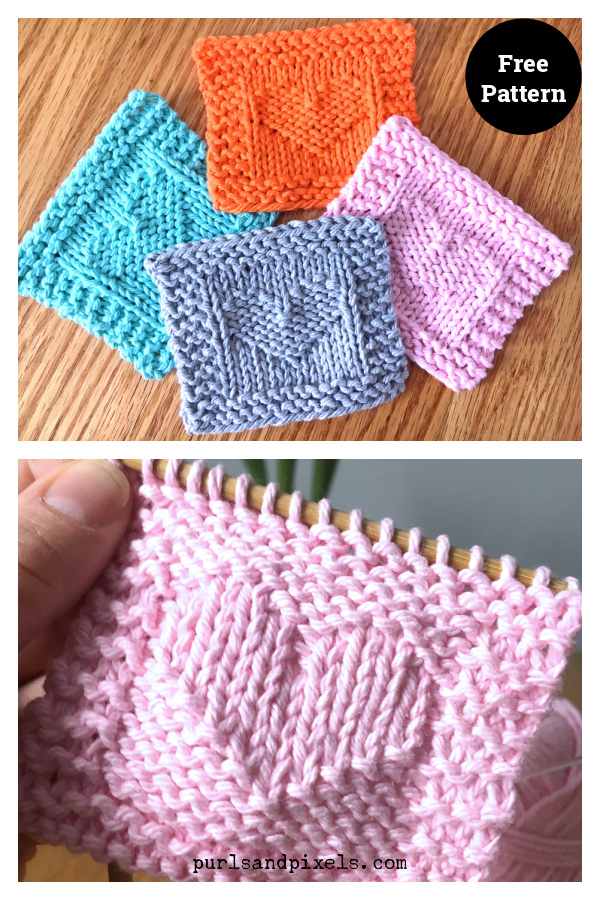Heart Coasters Free Knitting Pattern