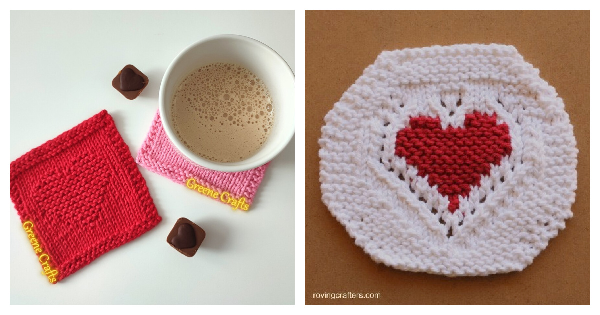 Heart Coasters Free Knitting Pattern