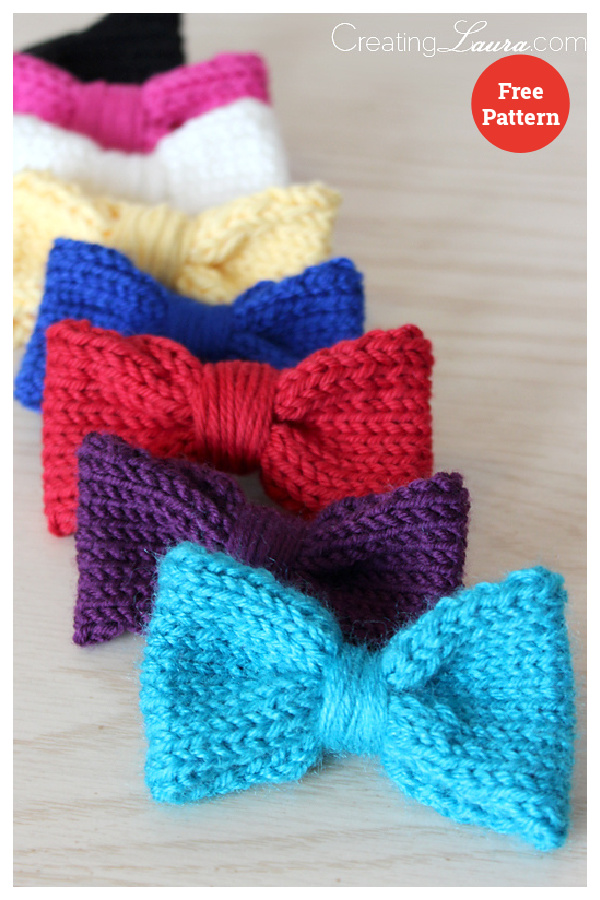 Simple Love Bow Free Knitting Pattern