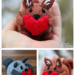 Squirrel with Heart Plush Softie Knitting Pattern
