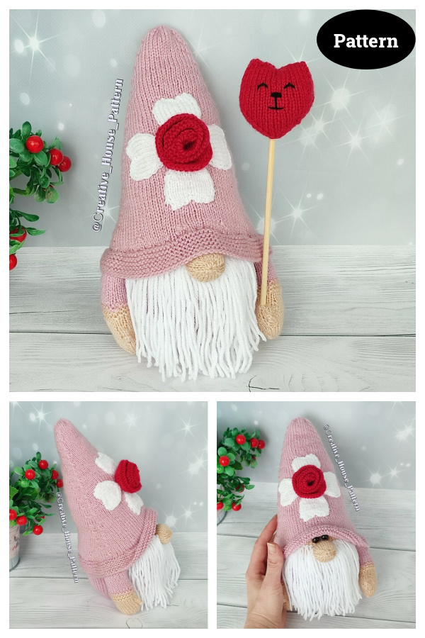 Squirrel with Heart Plush Softie Knitting Pattern