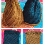 Diagonal Stitch Dice Drawstring Bag Free Knitting Pattern