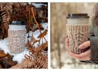 Snow Fern Mug Cozy Free Knitting Pattern