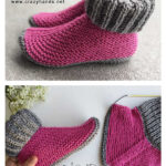 Slipper Socks with Folded Cuff Free Knitting Pattern and Video Tutorial