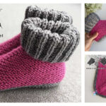 Slipper Socks with Folded Cuff Free Knitting Pattern and Video Tutorial