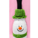 Christmas Snowman Wine Bottle Drawstring Cover Knitting Pattern
