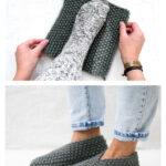 Folding Slippers from Rectangle Free Knitting Pattern and Video Tutorial