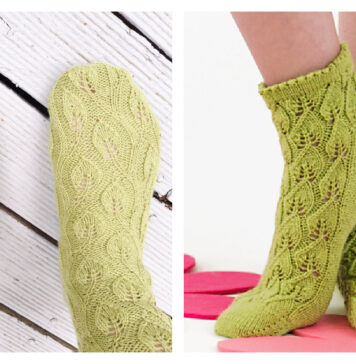 10+ Leaf Socks Knitting Patterns