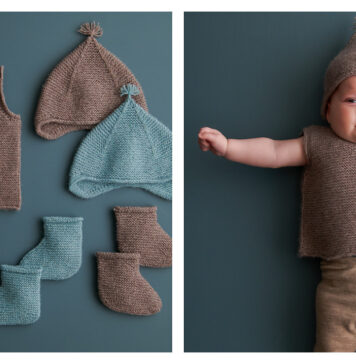 Little Garter Baby Set Free Knitting Pattern