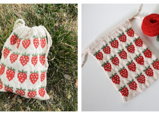 Strawberry Fields Pouch Free Knitting Pattern
